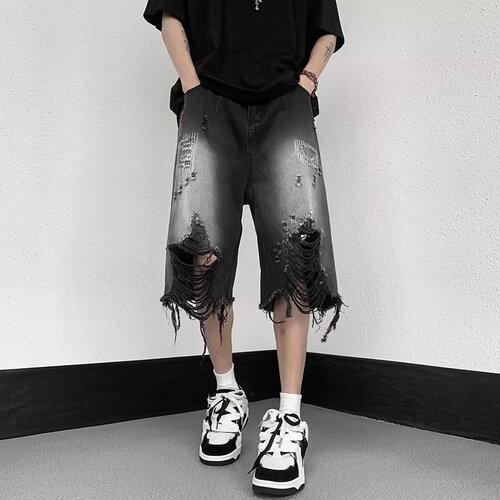 Youth Trendy Ins Seven-Foot Pants Spring Jeans Men Fashion High-Waist Minimalist Harajuku Trend