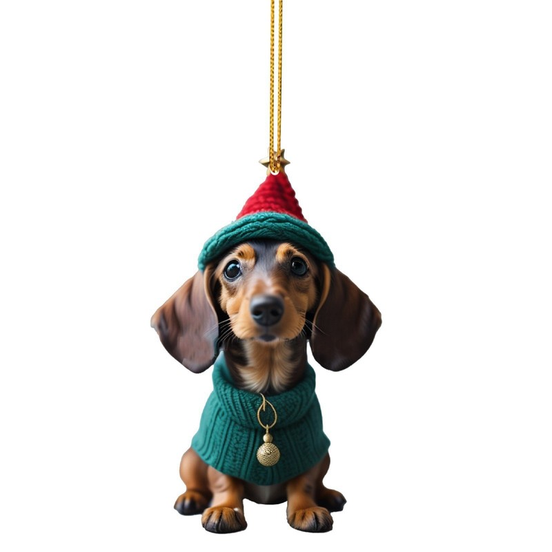 国境を越えた新商品ソーセージ犬ストラップクリスマスペンダントクリスマスツリー装飾品車内飾り装飾品漫画犬|undefined
