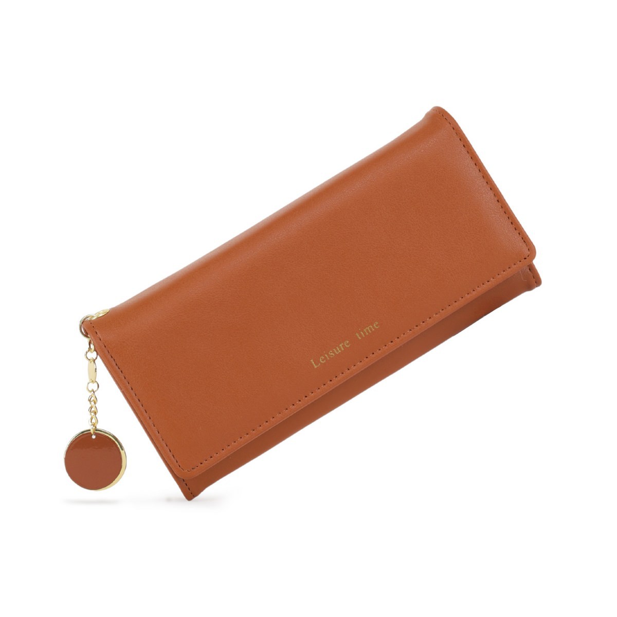 La billetera de la señora Labella, billetera larga coreana PU, bolso de tarjetas de estilo simple de color sólido, tres veces plegable.