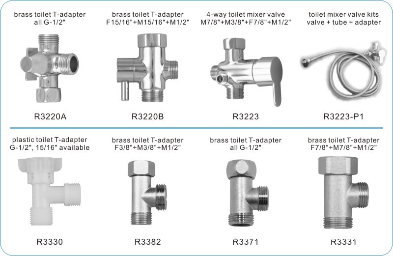 Amazon's best-selling toilet cold water distributor, toilet spray gun, three-way connector, US standard 7/8, US standard teeth 15/16 Item Picture
