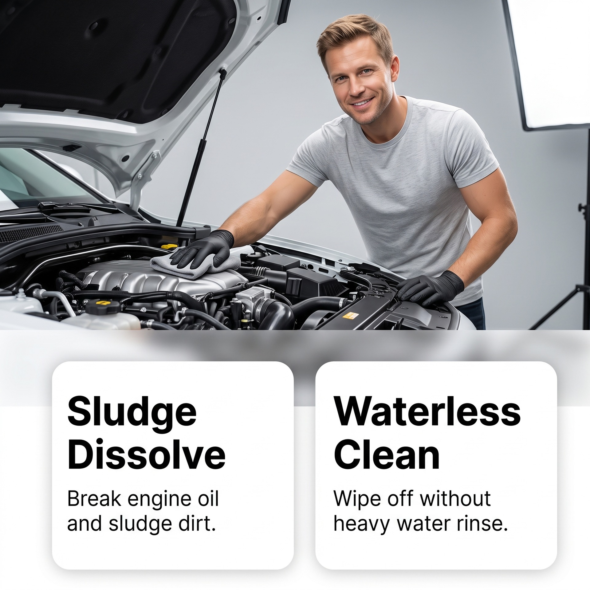 RAYHONG Engine Compartment Cleaner Waterless Oil Sludge Remover Gentle Decontamination Engine Compartment Renovation Maintenance Agent