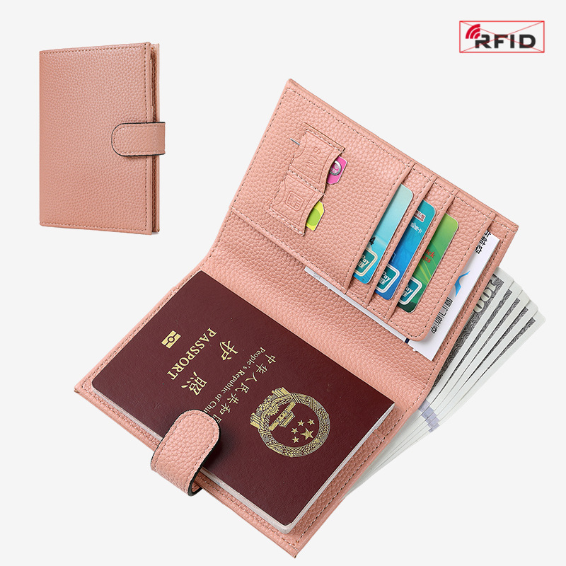 Nuevo bolso de pasaporte RFID textura de cuero billetera multifuncional clip de boleto pasaporte certificado billetera bolso de almacenamiento hombres y mujeres