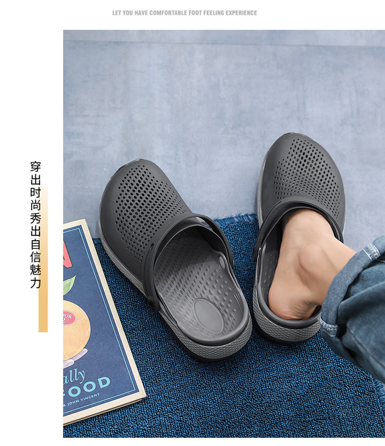 Dép sục nam bít mũi lỗ thoáng khí kiểu lười, đế EVA êm chân đi ngoài trời và lái xe — 2501 màu xanh dương, 2501 màu xám, 2501 đen và đỏ chi tiết 17