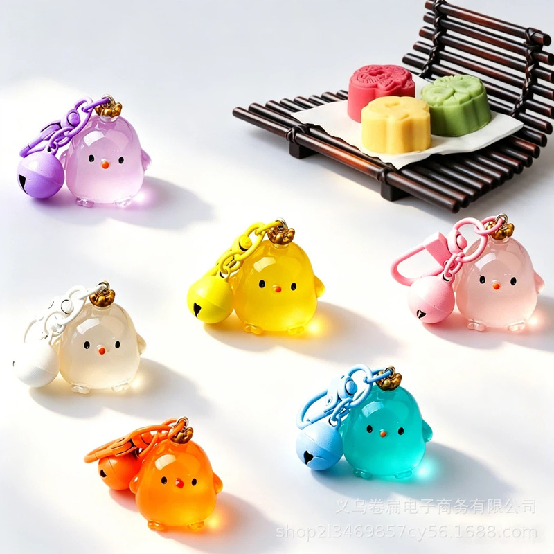 Cute Realistic Chick Keychain with Ice-Clear Crown, Bag Pendant with Bell, Trendy Gift, Handmade DIY Accessory Cute Realistic Chick Keychain with Ice-Clear Crown, Bag Pendant with Bell, Trendy Gift, Handmade DIY Accessory