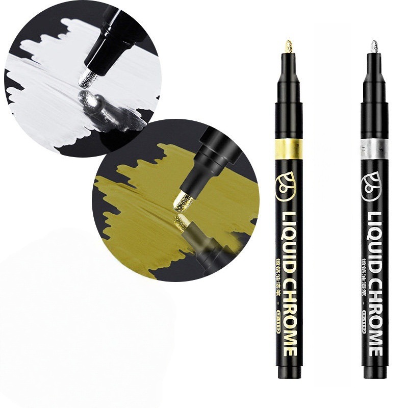 Electroplated silver marker paint pen 2.0mm high-gloss mirror finish for model metal pen color graffiti repair gold electroplating