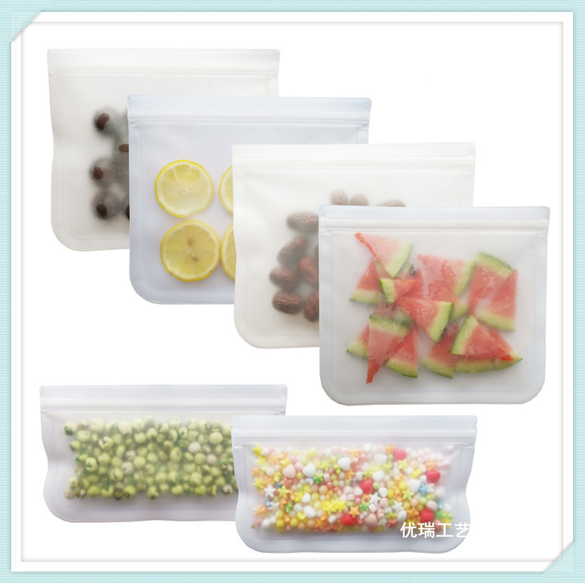 Refrigerador almacenamiento de alimentos PEVA bolsa de mantenimiento fresco transparente esmerilado PEVA alimentos bolsa de mantenimiento fresco PEVA alimentos ziplock bolsa