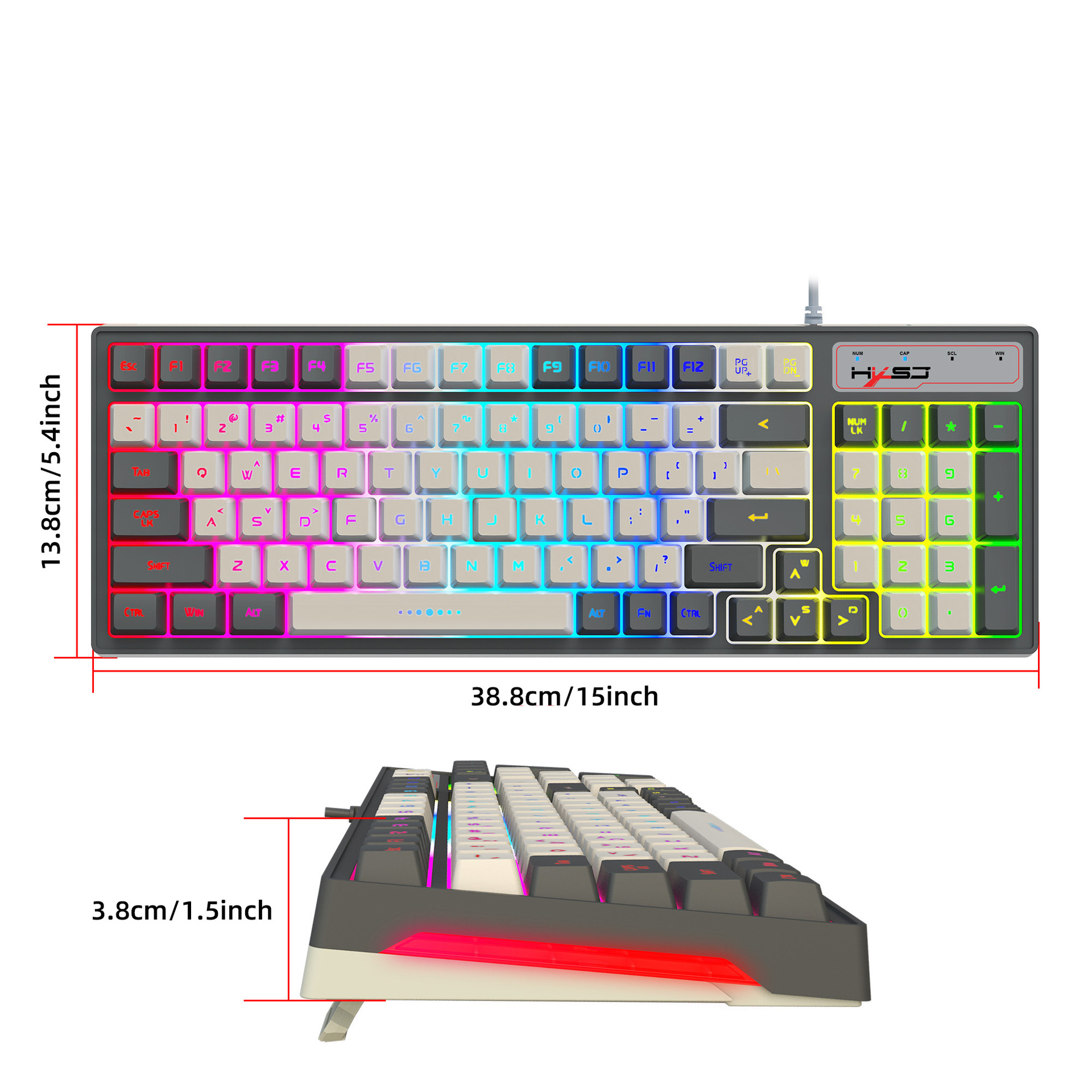 Nová sada s 96 klávesami, filmovým drátem, RGB podsvícenou klávesnicí a barevnou svítící herní myší s rozlišením 6400 dpi_voghion.com