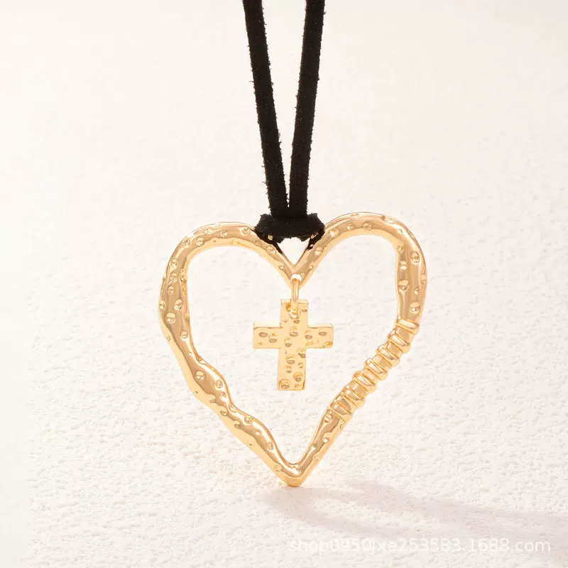 CDD桃心十字架项绳吊坠时尚简约大爱心亚马逊跨境电商货源厂家批
