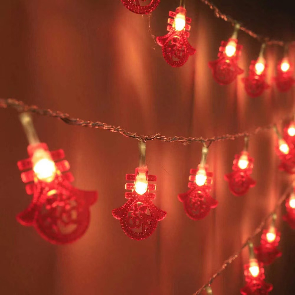 Bienvenido al Año Nuevo LED Lámparas de color pequeñas linternas Fu caracteres chinos decoración de primavera caracteres habitación decoración de Año Nuevo atmósfera