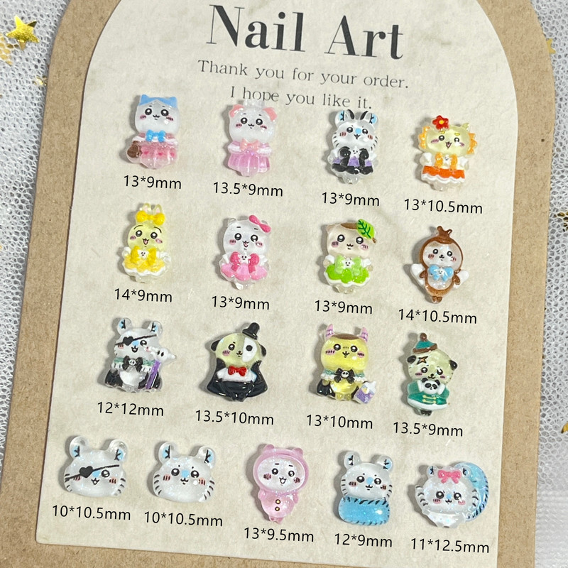 New Jiwaka Wow Series Cartoon Nail Art Accessories Japanese Style Cute Three-Dimensional Fine Flash Nail Diamond Wear Armor Accessories
