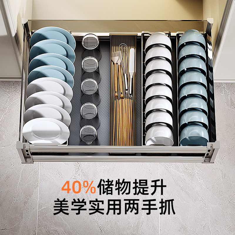 金属製バスケットカスタムキッチンキャビネットバスケット収納ラック引き出しカスタム食器バスケットボウルラック二層ボウルバスケットラック|undefined
