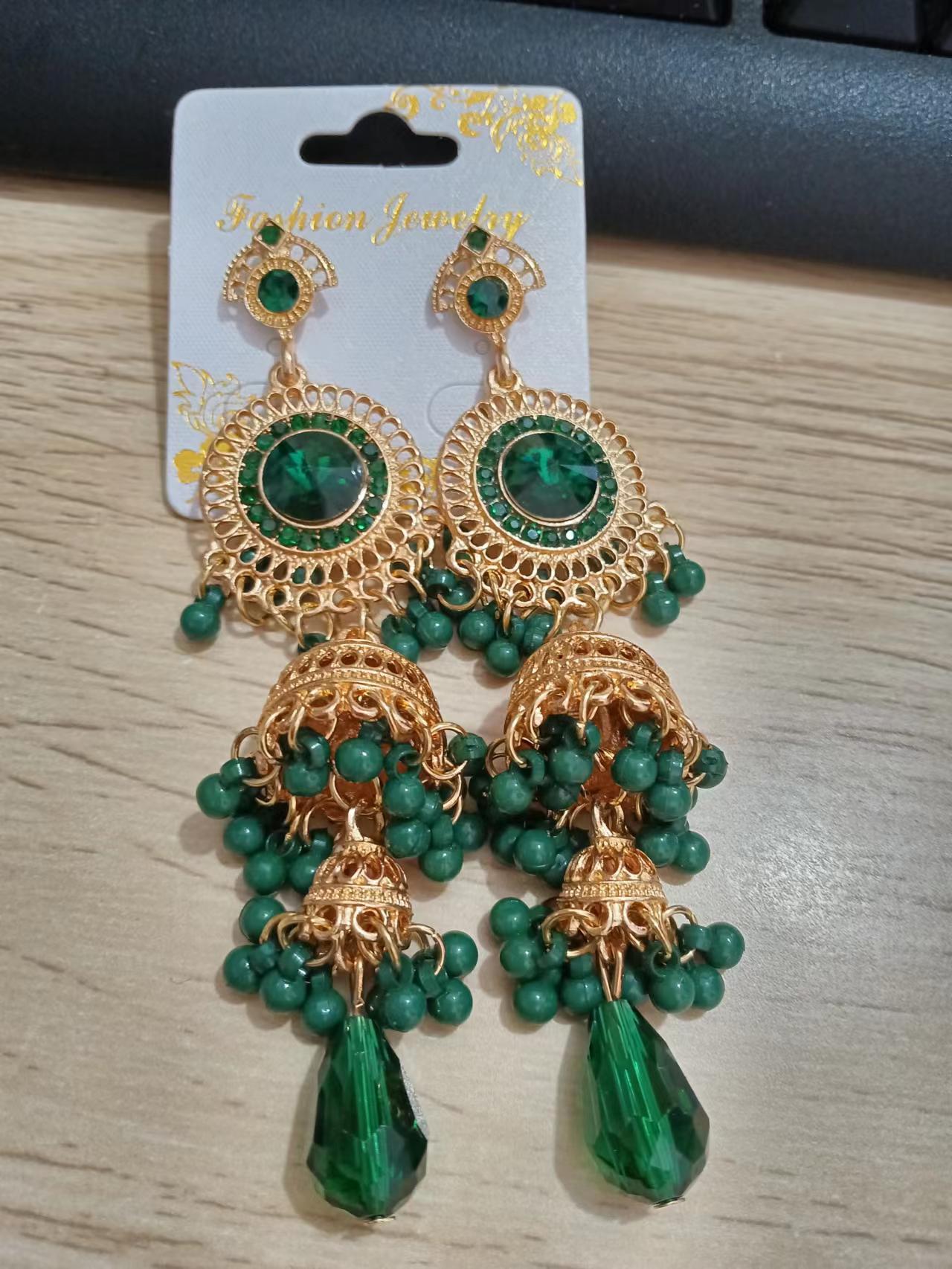 37g Weight Acrylic, Gem Inlay Material Drop Earrings Classification 1 Pair Quantity Daily, Street Occasion Alloy Material Round, Bell Pattern Women's Gender Pearl, Plating, Inlay Design Retro Style 1 Pair Retro Round Bell Pearl Plating Inlay Alloy Acrylic Gem Drop Earrings 5
