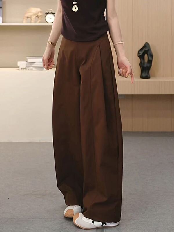 侧压褶阔腿裤女2025年秋季新款高腰百搭显瘦宽松舒适休闲贝斯裤子|undefined