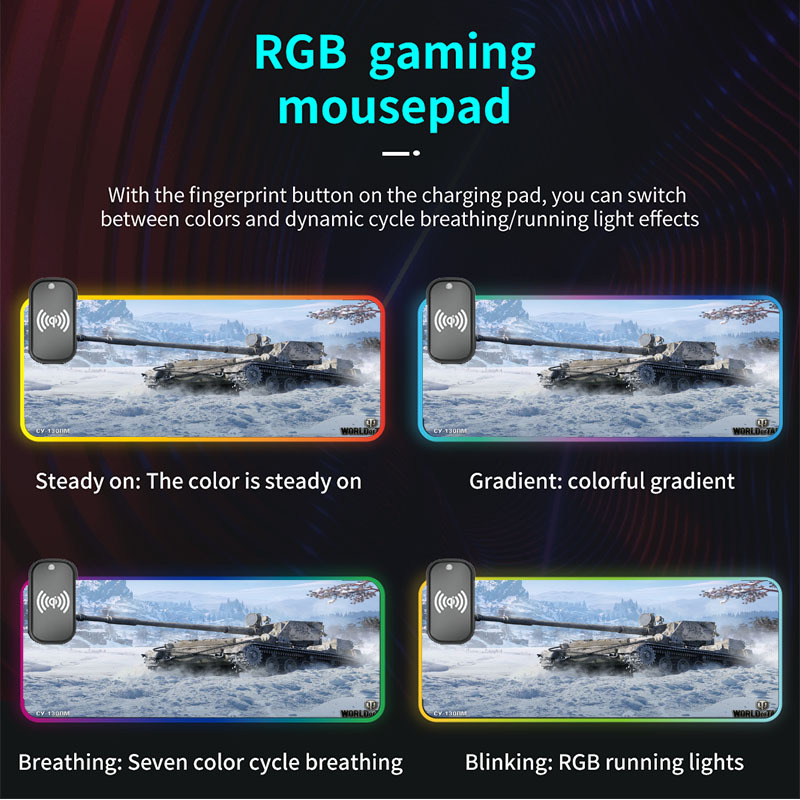 World of Tanks RGB Gaming Mouse Pad Non-Slip Rubber Base pad