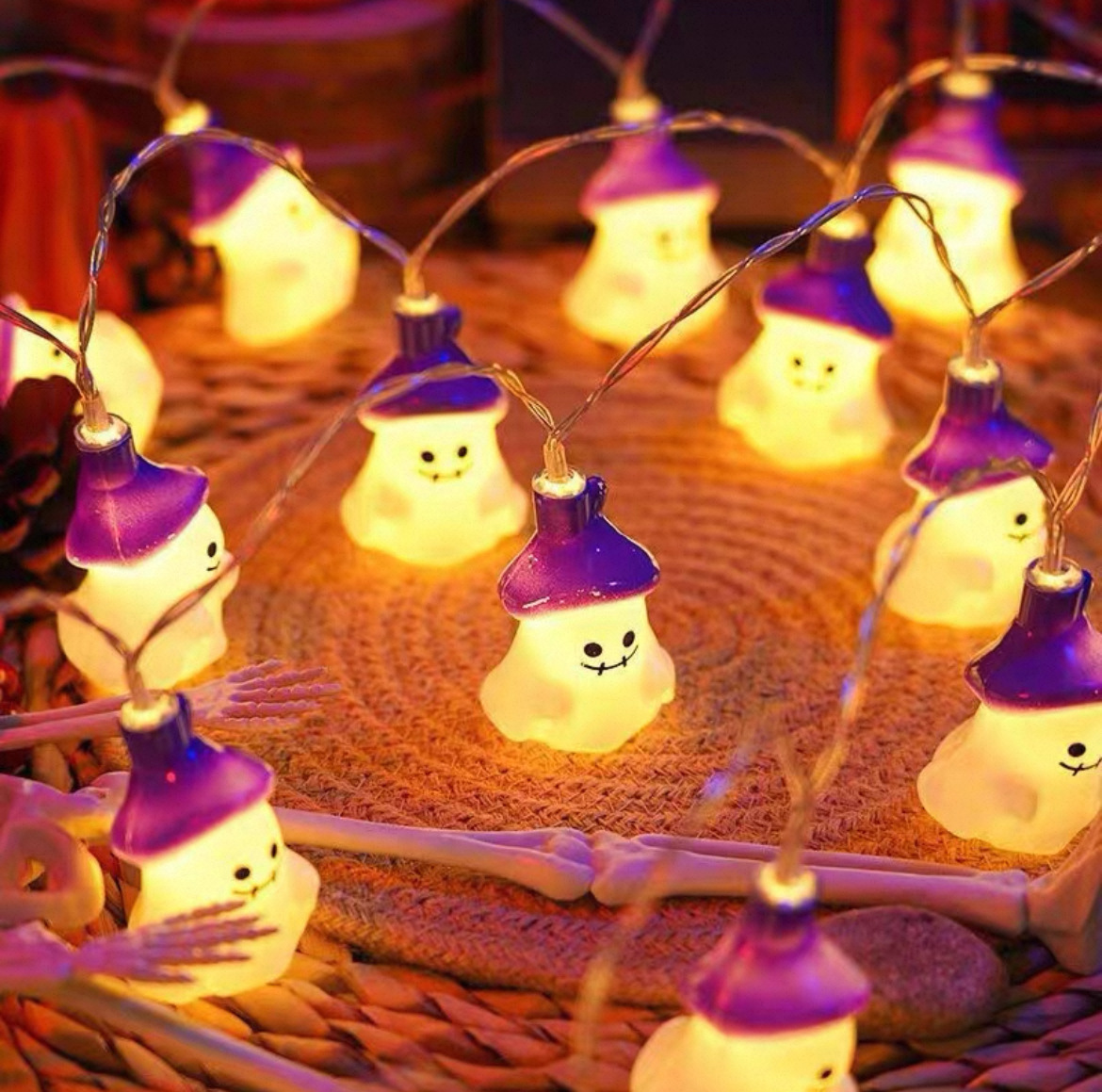 Luces LED transfronterizas, luces de cadena para Halloween, luces solares con forma de calabaza, luces decorativas para días festivos, luces de ambiente festivo para exteriores, luces coloridas