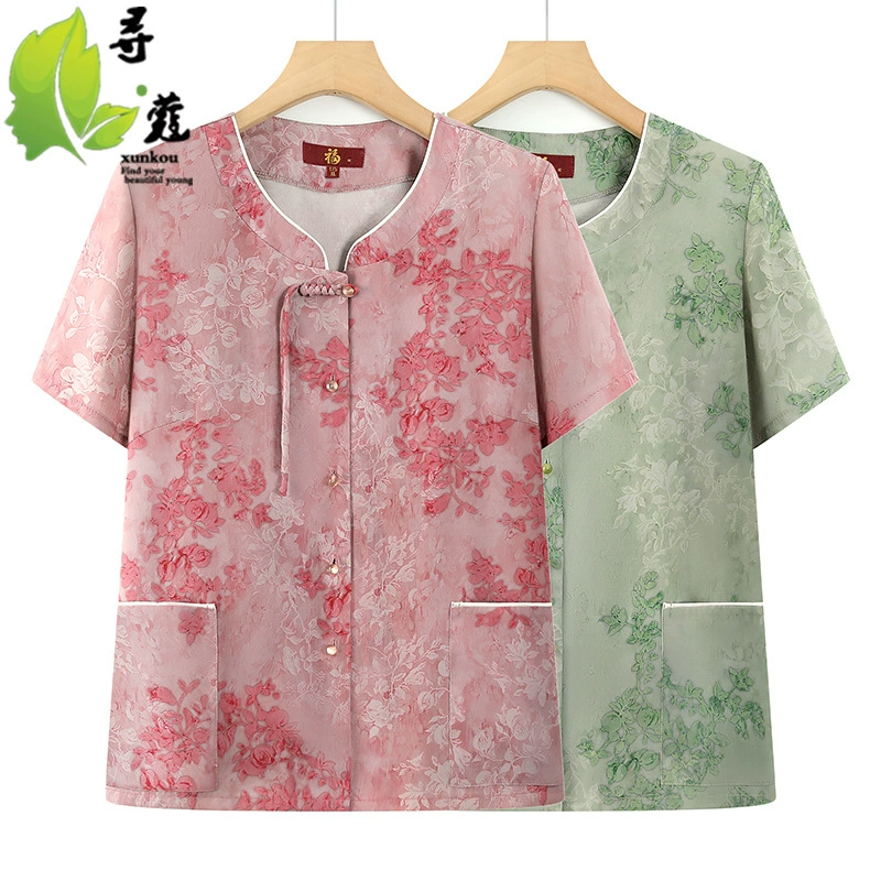 Летняя бабушкинская одежда, новая летняя одежда для женщин среднего и пожилого возраста, повседневные топы, летняя одежда, тонкие кардиганы, тонкая одежда для пожилых женщин.