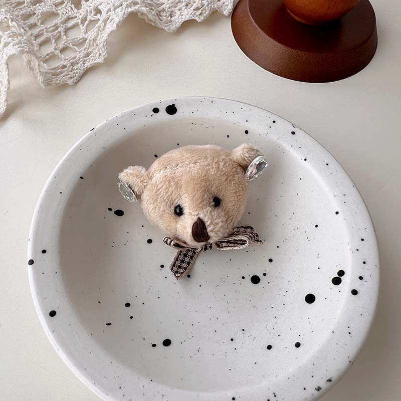 Ours et petit lapin ~ Broche mignonne en forme de cœur avec nœud papillon et strass, version coréenne_voghion.com
