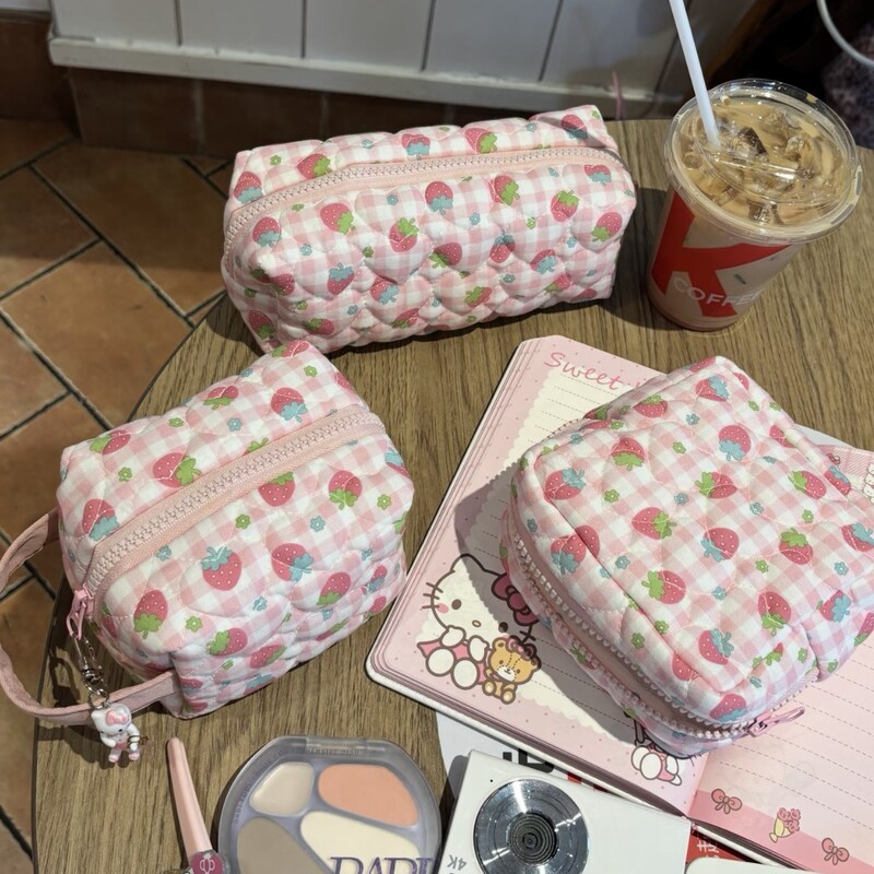 Strawberry Ins-Style Artistic Student Casual Large-Capacity Makeup Storage Bag Pencil Case Coin Purse Polaroid Camera Bag