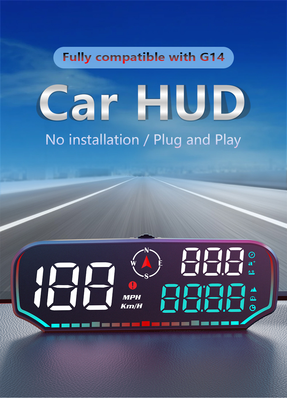 Car HUD Head-Up Display, Car-Specific GPS Tester, Multi-Function Display, Intelligent Dashboard, High-Definition