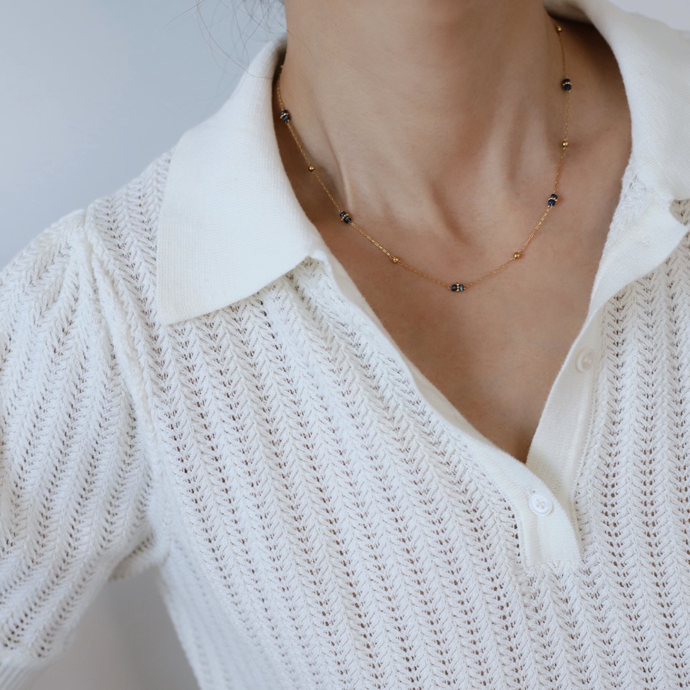 Model Show Gold Beads Stainless Steel Necklace