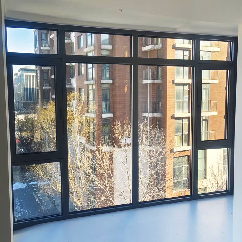Puertas y ventanas de aluminio con rotura de puente térmico hechas a medida en Pekín, sistema de sellado de balcones de aluminio con rotura de puente térmico, ventanas abatibles para dormitorio, ventanas de vidrio templado image 4
