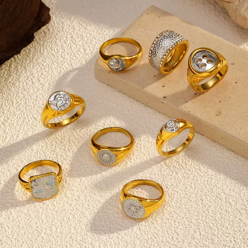 宸赫饰品欧美跨境钛钢闭口戒指PVD电镀18k真金保色不锈钢戒指现货