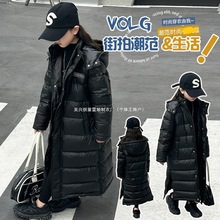 沐沐潮童&21086加厚羽绒棉衣儿童中长款黑色女织里市场有吊牌现货