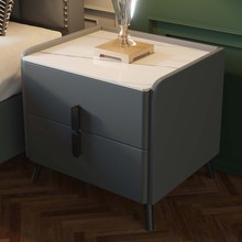 岩板床頭櫃小型簡約現代卧室家用床邊櫃實木收納櫃整裝網紅小櫃子