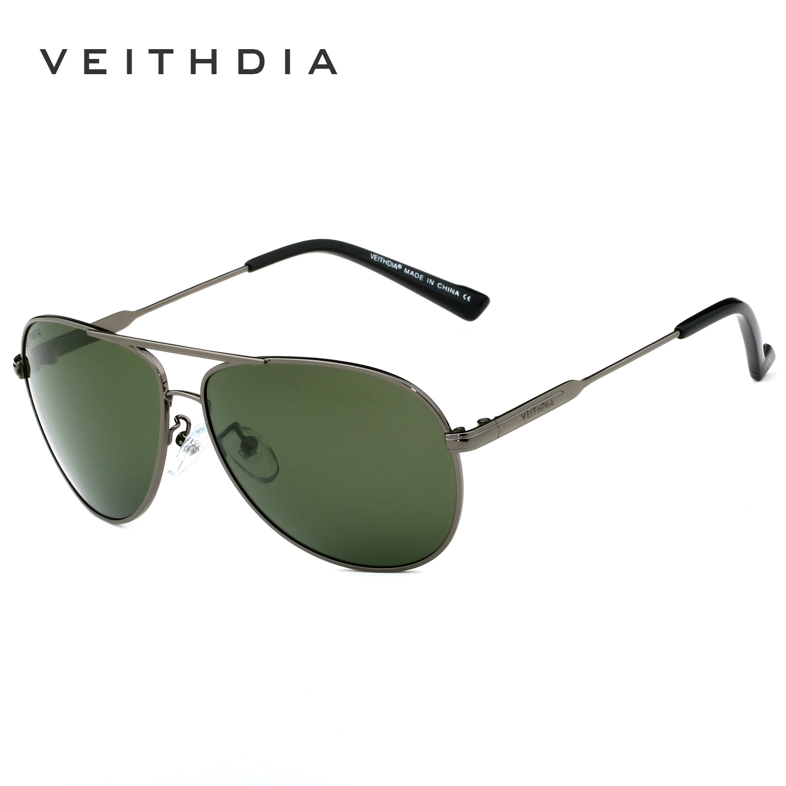 Hombres recubierto verde oscuro gafas de sol polarizadas Rana gafas de sol gris pistola 3240