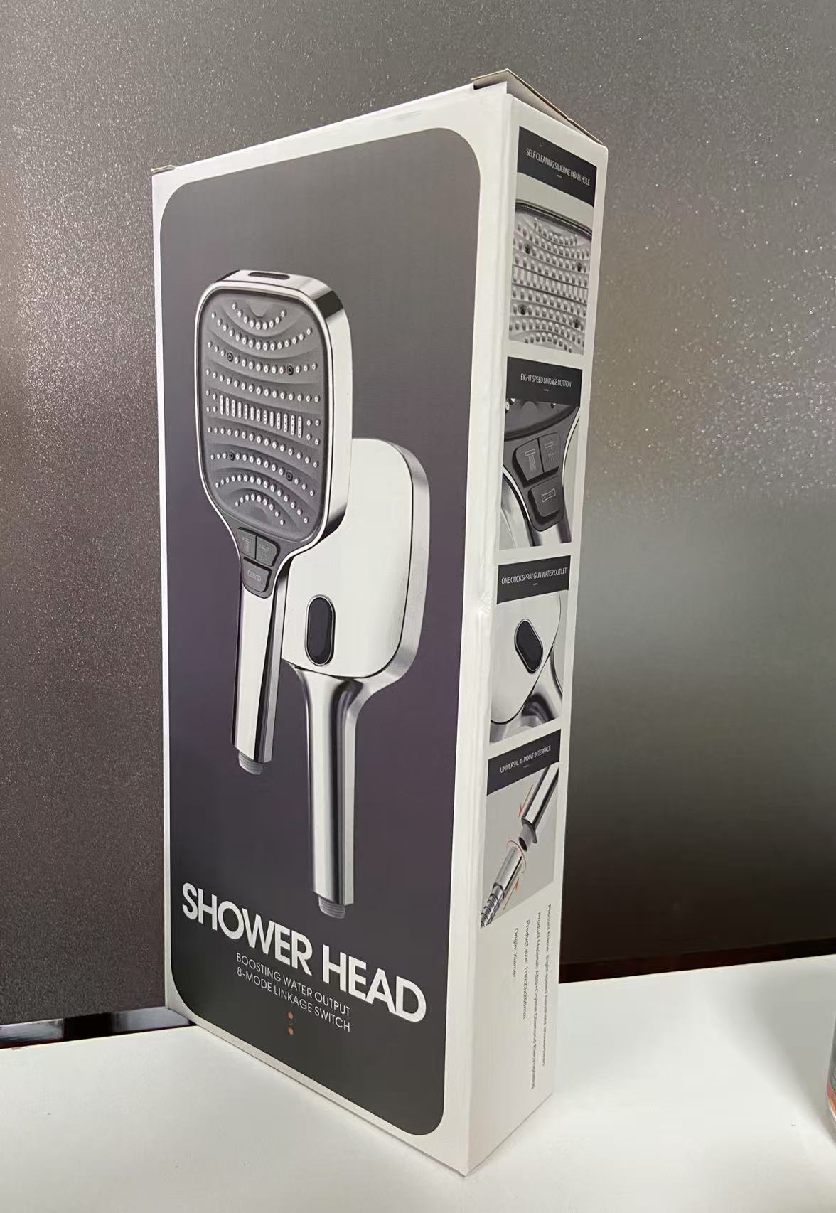 American cross-border 8-function pressurized hand spray, label, new special calendar showerhead, super powerful shower head undefined