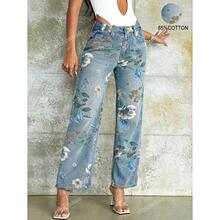 M 77935 Women's Printed Denim Pants ӡ��ţ�����ѝ �羳���l