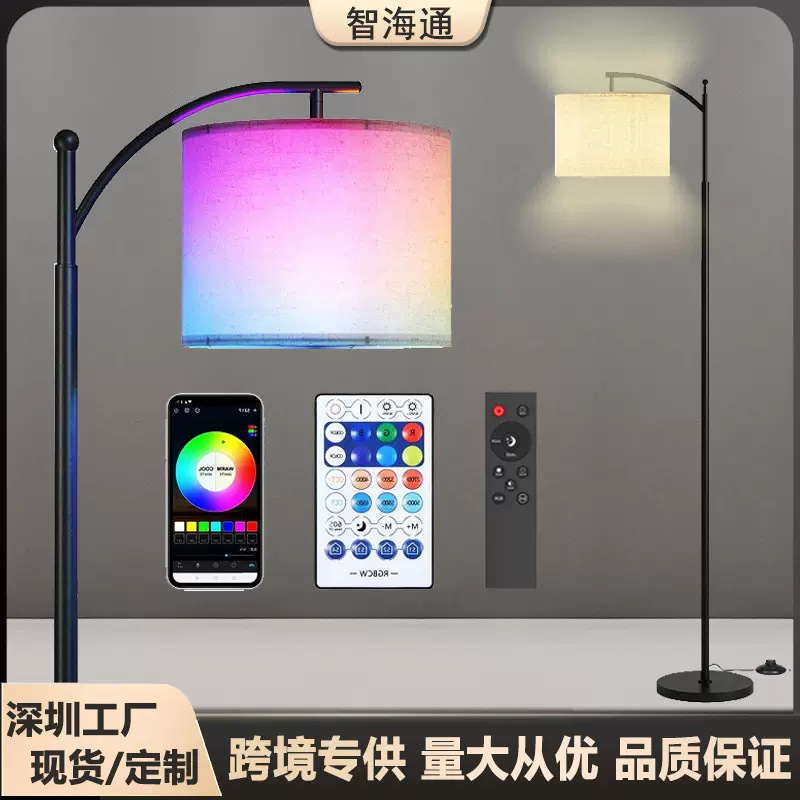 跨境热销LED落地灯客厅高级感卧室蓝牙氛围感落地灯床头立式台灯