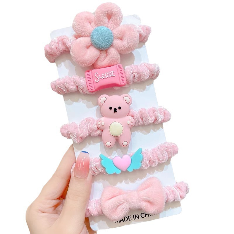 Otoño y invierno leche de café flor cabello anillo de cabello chica lindo tocado de cabello de niños cabello de alta elasticidad elástico cabello