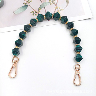 New acrylic dark green octagonal bead chain handbag chain mobile phone shell hanging chain handmade beaded bracelet