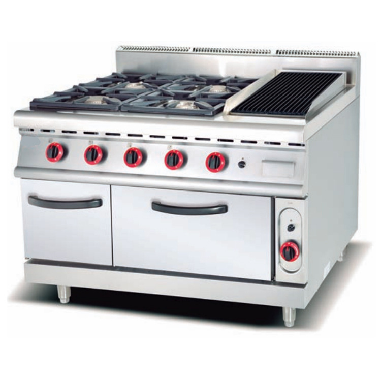 立式燃气四头煲仔炉连火山石烤炉连焗炉一体组合炉煤气多眼砂锅灶