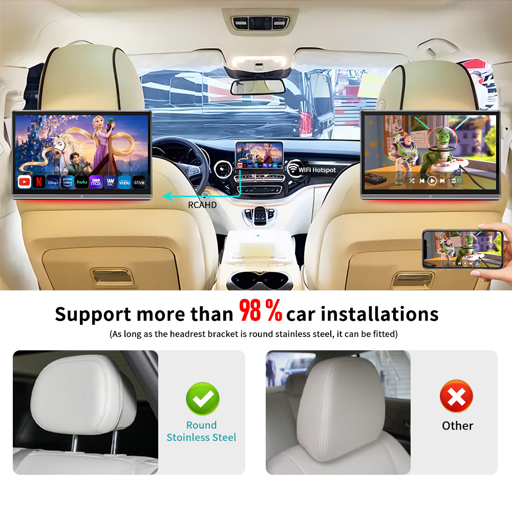 13.3inch Inch Android Monitor for Car Headrest, Rear Seat Advertising Player, Android Monitor for Car Tv