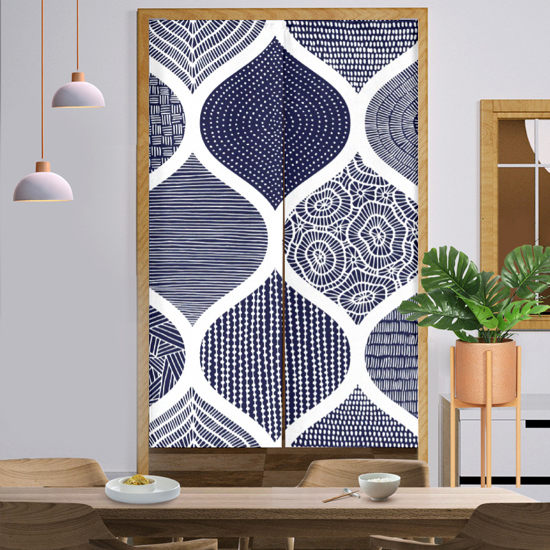 Modern simple geometric door curtain cotton linen fabric curtain Amazon partition curtain fabric wind water curtain bathroom half curtain