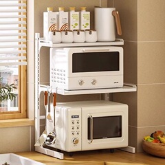 多機能キッチン家庭用物置棚伸縮可能な電子レンジ物置棚厚い二重炊飯器棚収納棚