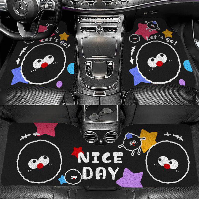 Cartoon-style silk loop car floor mats, universal non-slip and wear-resistant interior decorative mats, can be cut to size, foot mats, Amazon