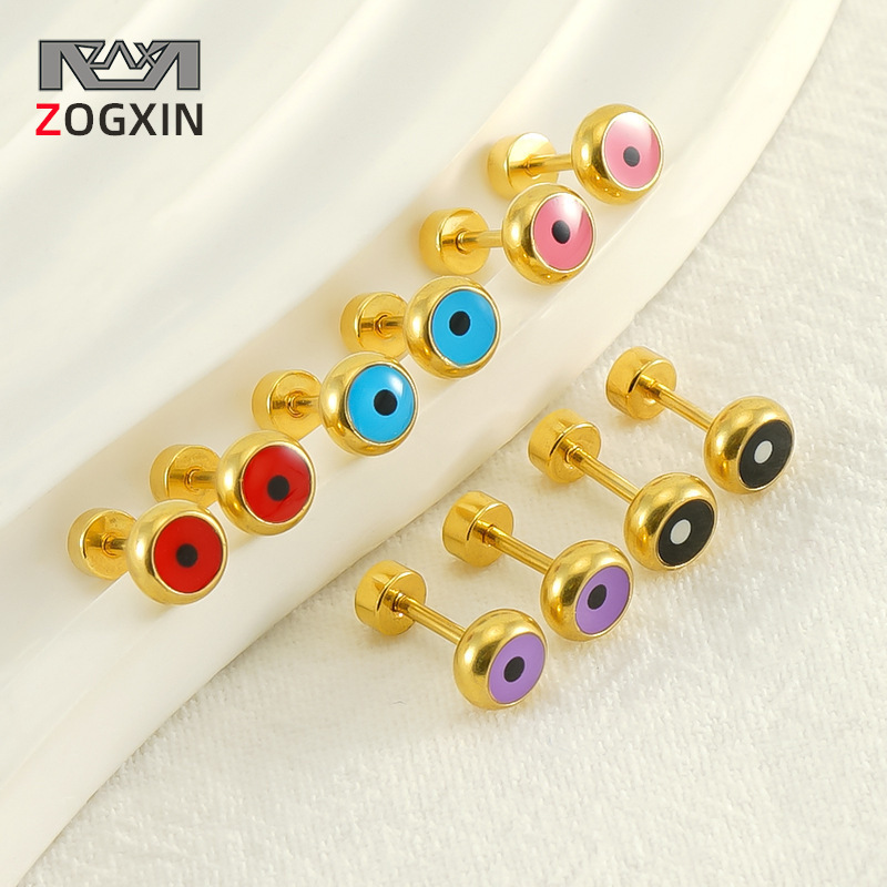 Pendientes pequeños de acero inoxidable, éxito de ventas en Amazon, para mujer, modernos y sencillos, redondos, con baño de oro de 18k, venta al por mayor