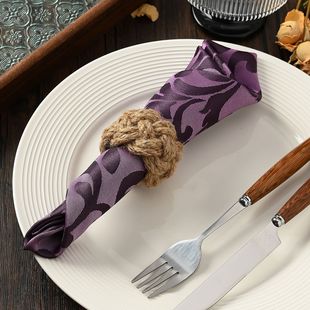 Original Wave Knot Hemp Rope Napkin Ring Napkin Buckle Original Color Pure Handmade Woven Hemp Rope Cloth Ring Manufacturer Hotel Display