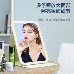 Portable makeup mirror gift with LED makeup mirror, logo leather case, foldable makeup mirror, makeup mirror