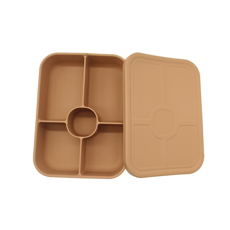 Caja de almuerzo de silicona de estilo japonés sellada horno de microondas trabajador de oficina Bento caja de almuerzo de estudiante portátil caja de almuerzo integrada de tres rejillas