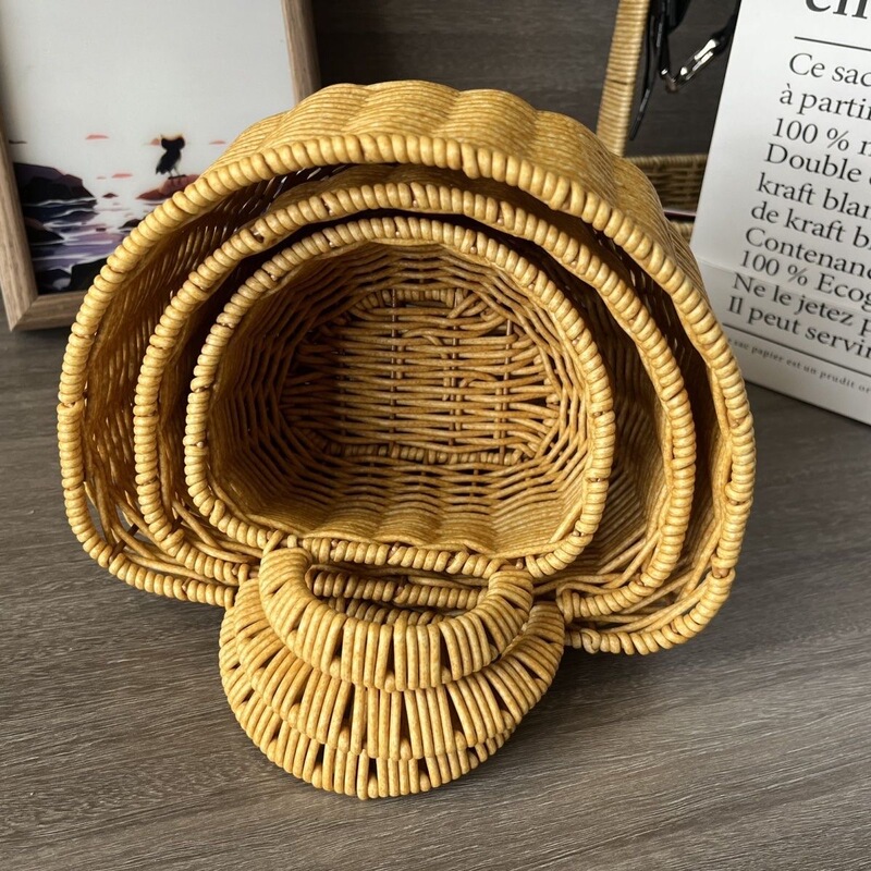 Kitchen Ginger and Garlic Wall-Mounted Basket, Bathroom Washroom Storage Rack, Decorative Hanging Item, New Imitation Rattan Woven Storage Basket