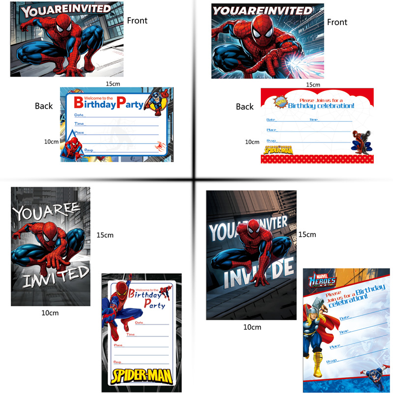 Cross-Border Spider-Man Birthday Party Invitation Card Invitation Holiday Party Atmosphere Decoration Supplies