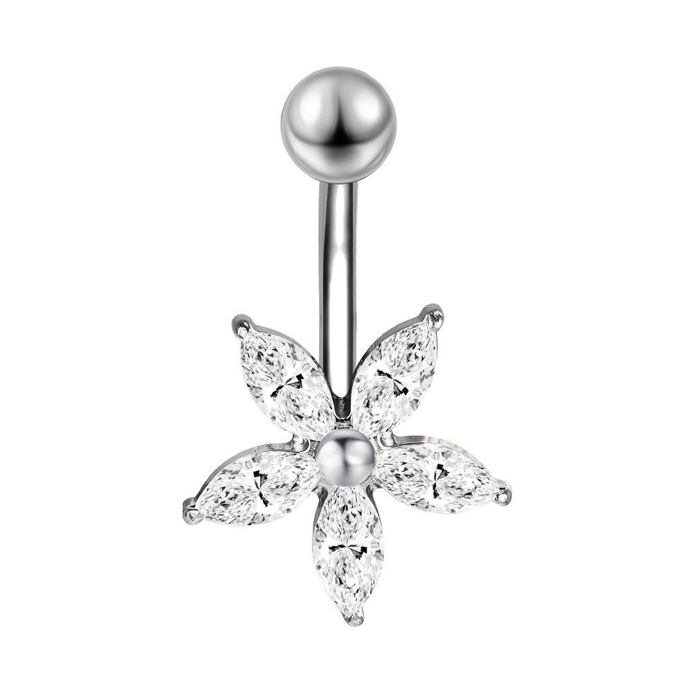 Zesen Stainless Steel 5A Zircon Titanium Steel Diamond Umbilical Ring Body Piercing Jewelry detail image 10