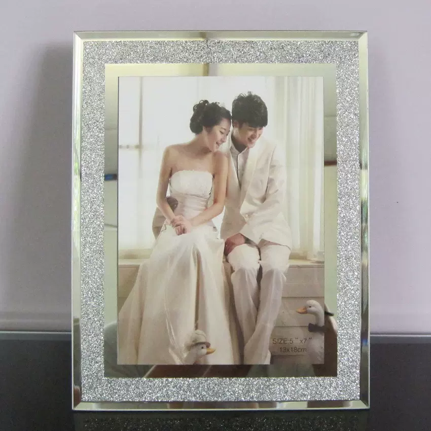 高档轻奢闪银粉A4证书框水晶玻璃相框6寸婚纱影楼7寸家居装饰摆台