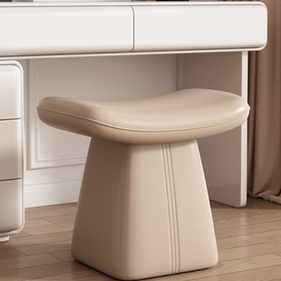 Italian-Style Makeup Stool, Solid Wood Dressing Stool, Nordic Leather Art No-Wash Piano Stool, Modern Bedroom Internet Celebrity Ins Shoe-Changing Stool