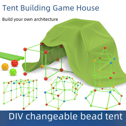 Cross-border DIY tent fort building kit puzzle construction game house block children's toy