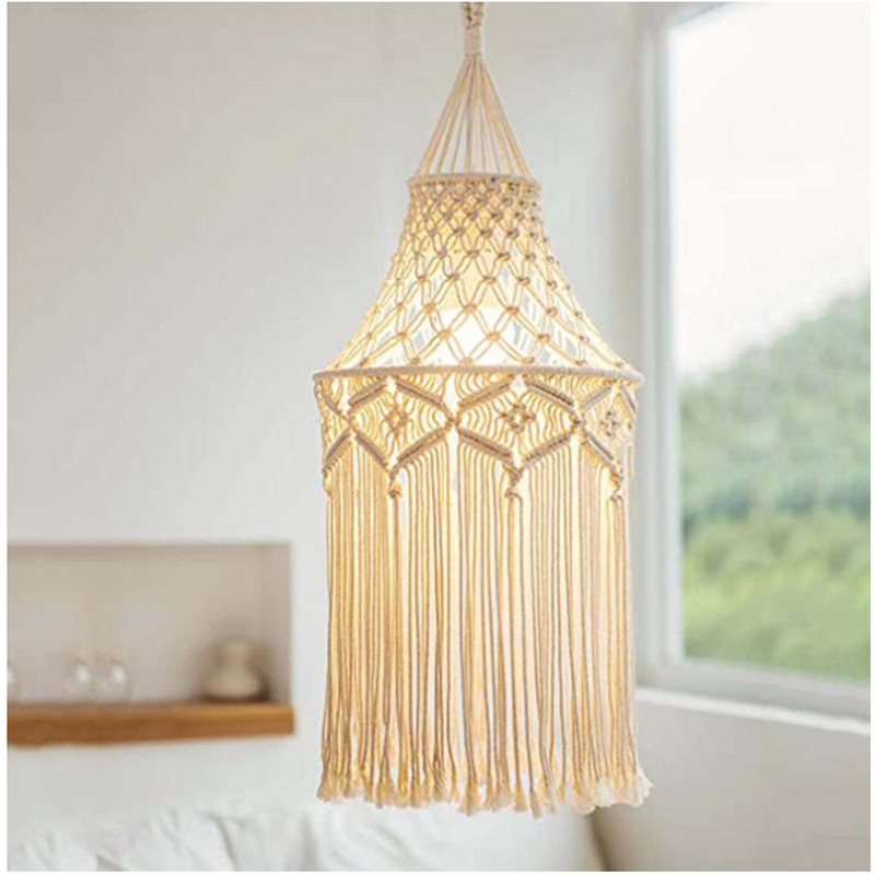 Nordic Style ins Decorative Vintage Homestay Tassel Vintage Handmade Woven Tapestry Bohemian Decorative Lampshade